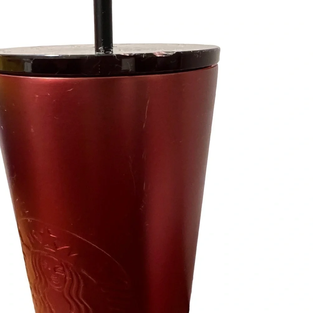 Starbucks Venti 24oz Stainless Steel Cold Cup Maroon Burgundy Matte